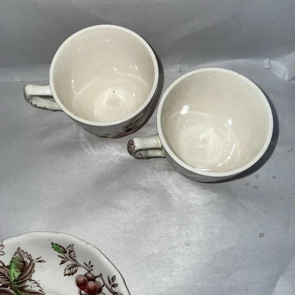 2 DemiTasse Cups & Saucers By Johnson Bros England Harvest Time Very Rare